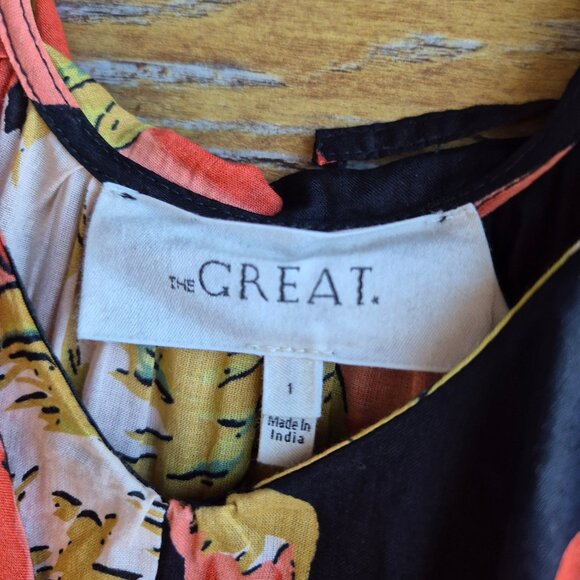 NWoT  The GREAT. The Geranium Midi Dress Romantic Ruffle V-Neck Cabbage Rose - Picture 10 of 16